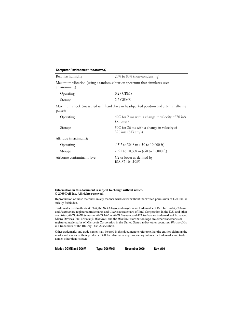 Dell Inpsiron 560 (Late 2009) User Manual | Page 5 / 5