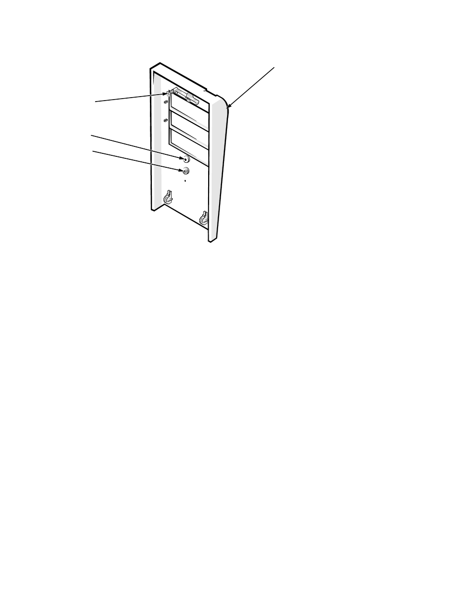 Eject, power, and reset buttons, Eject, power, and reset buttons -5, Figure 6-3 | Eject, power, and reset button removal -5, Ject, power, and reset buttons | Dell OptiPlex Gxi User Manual | Page 115 / 147