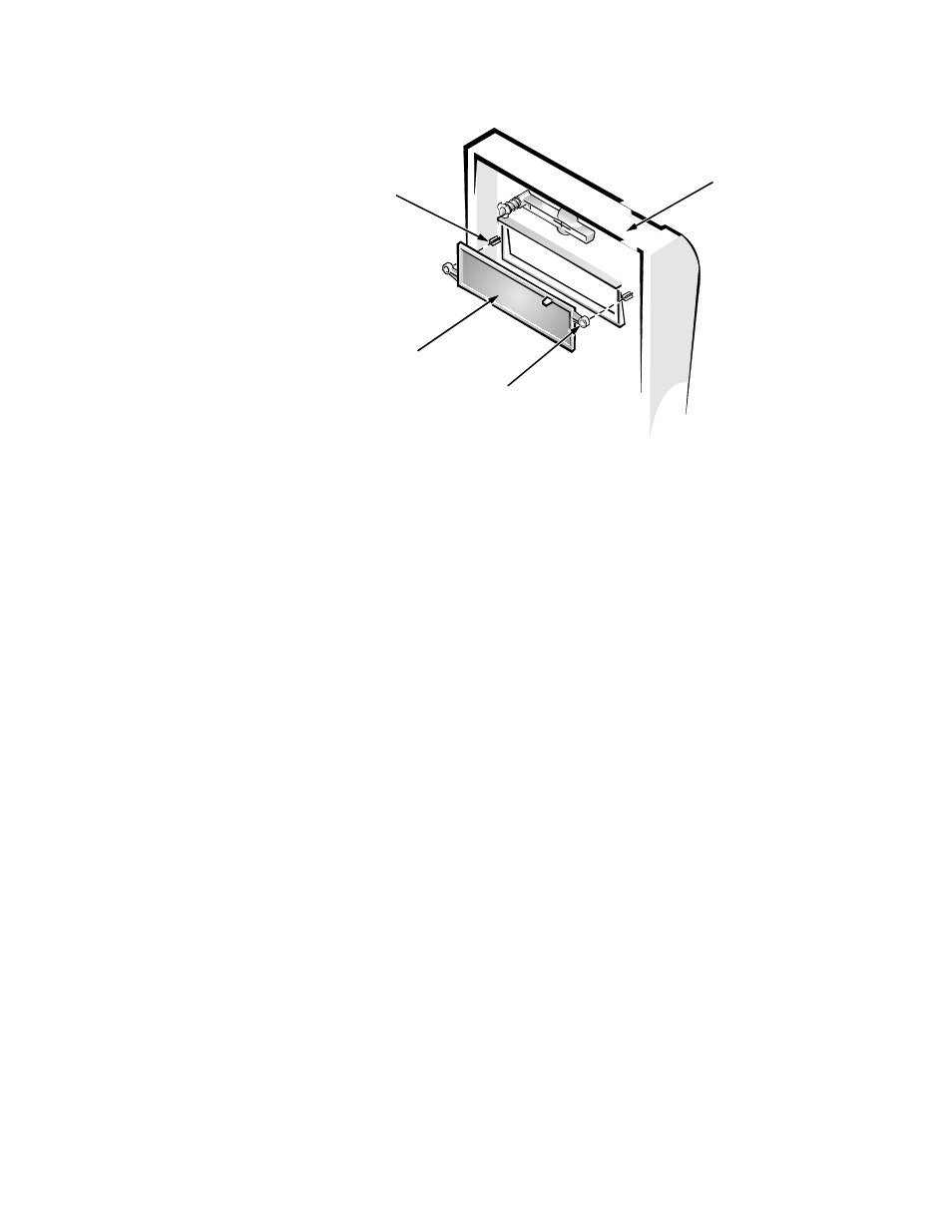 Front-panel inserts, Front-panel inserts -6, Figure 6-4 | Inch front-panel insert removal -6, Ront-panel inserts | Dell OptiPlex Gxi User Manual | Page 116 / 147