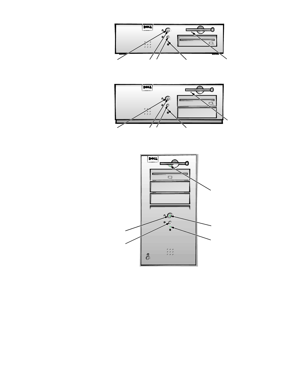 Figure 1-2, Front-panel features -4, Figure 1-2. front-panel features | Dell OptiPlex Gxi User Manual | Page 22 / 147