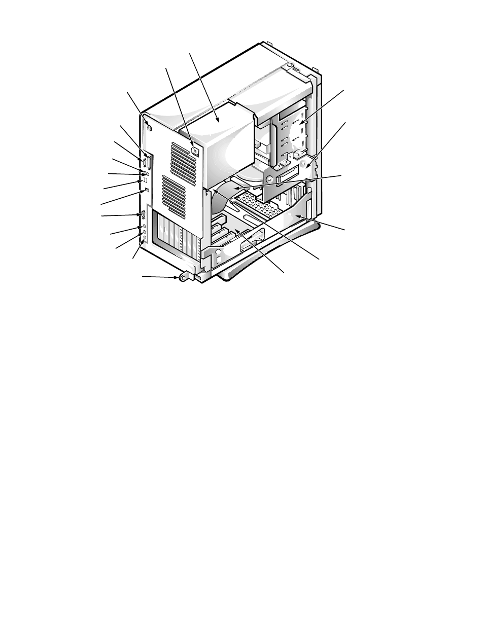 Advanced expansion subsystem, Low-profile computer’s expansion-card slots, Advanced expansion subsystem -7 | Low-profile computer’s expansion-card slots -7, Figure 1-5, Internal view of the mini tower computer -7 | Dell OptiPlex Gxi User Manual | Page 25 / 147