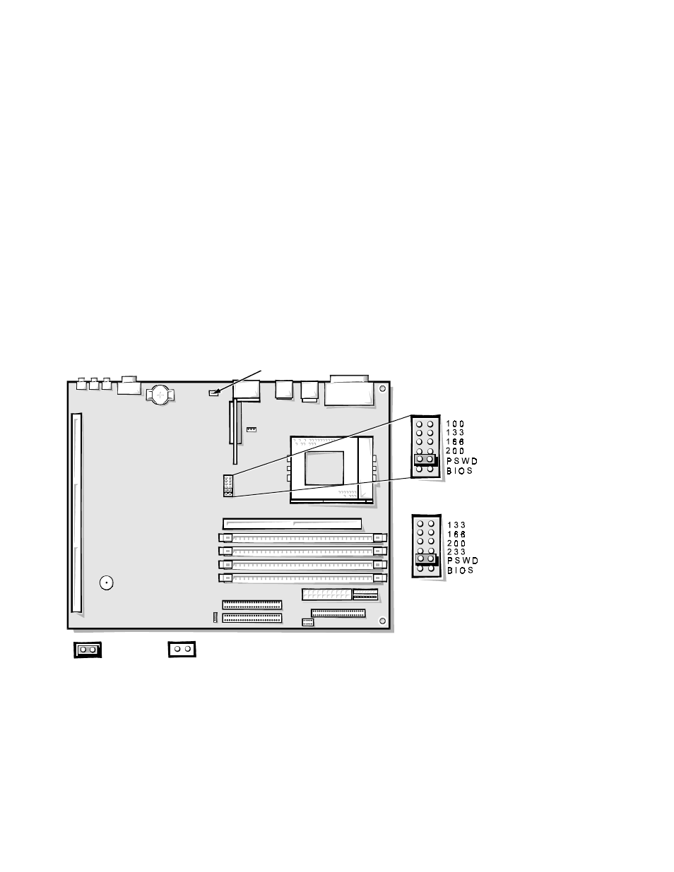 Main memory, System board jumpers, Main memory -21 | System board jumpers -21, Figure 1-20. system board jumpers -21 | Dell OptiPlex Gxi User Manual | Page 39 / 147