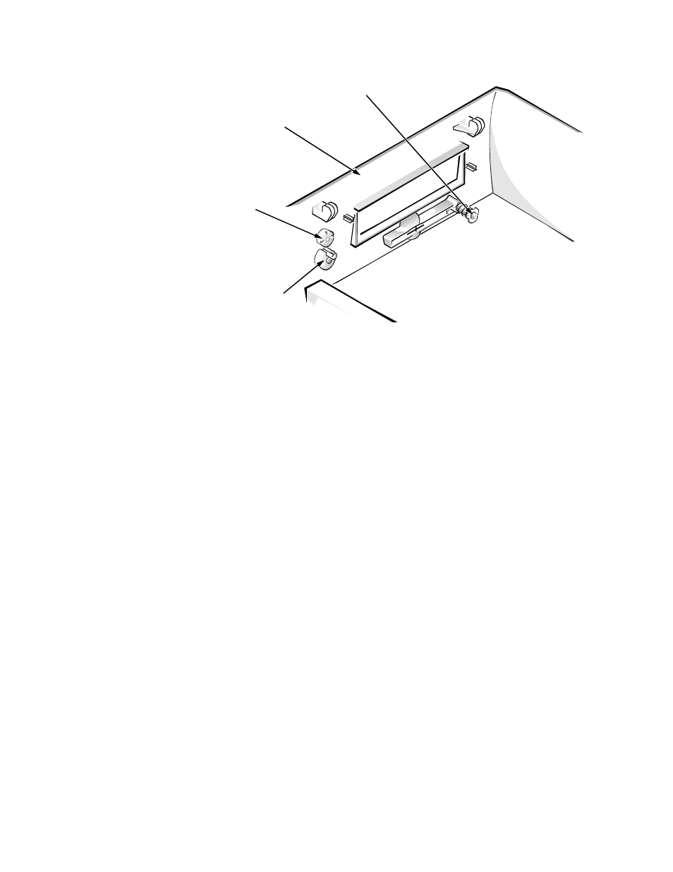 Eject, power, and reset buttons, Eject, power, and reset buttons -4, Figure 4-2 | Eject, power, and reset button removal -4, Ject, power, and reset buttons | Dell OptiPlex Gxi User Manual | Page 68 / 147