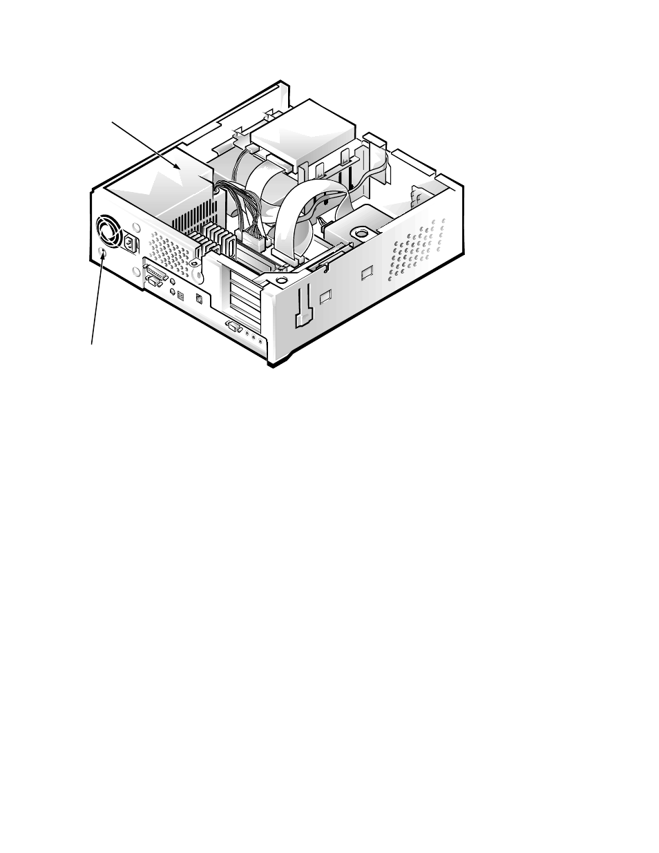 System power supply, System power supply -11, Figure 4-9 | System power-supply removal -11, Ystem power supply | Dell OptiPlex Gxi User Manual | Page 75 / 147