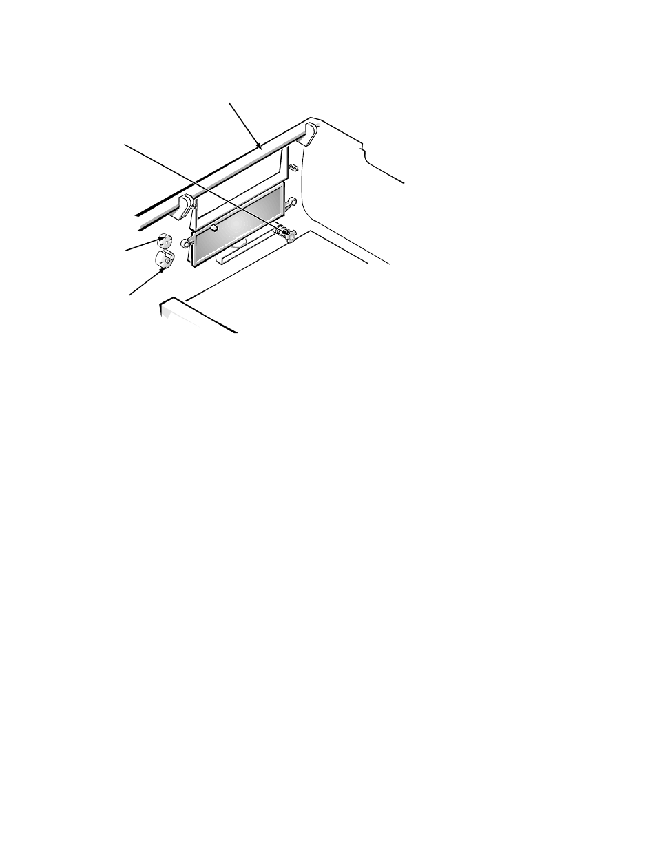 Eject, power, and reset buttons, Eject, power, and reset buttons -5, Figure 5-3 | Eject, power, and reset button removal -5, Ject, power, and reset buttons | Dell OptiPlex Gxi User Manual | Page 91 / 147