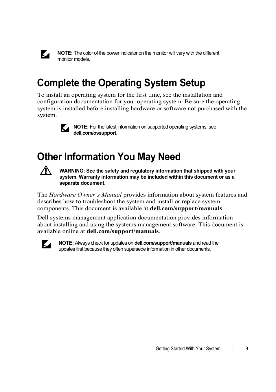 Complete the operating system setup, Other information you may need | Dell PowerEdge C6145 User Manual | Page 11 / 64