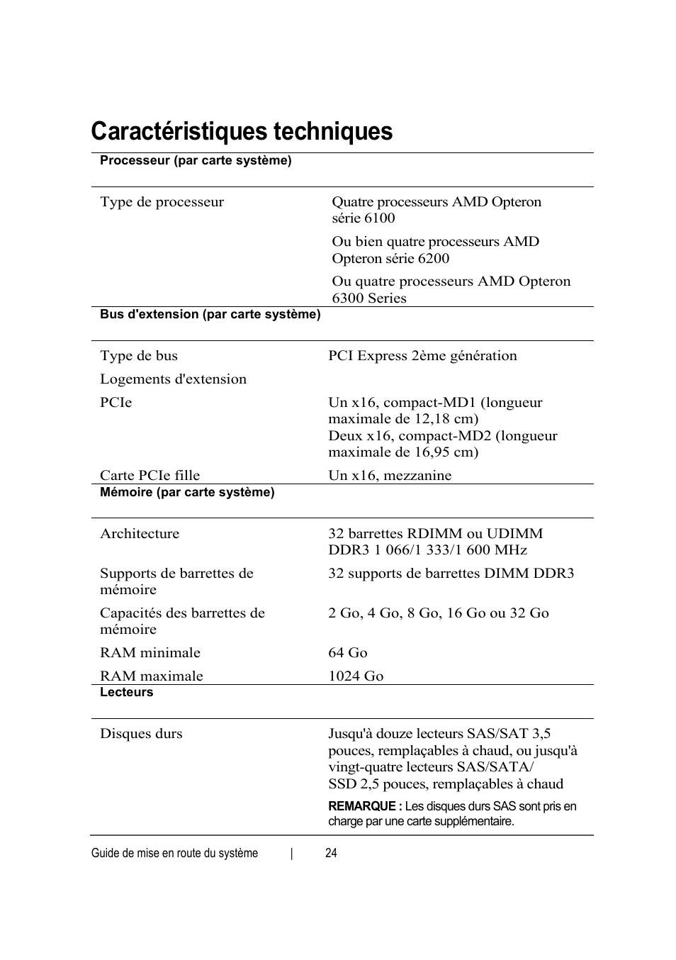 Caractéristiques techniques | Dell PowerEdge C6145 User Manual | Page 26 / 64