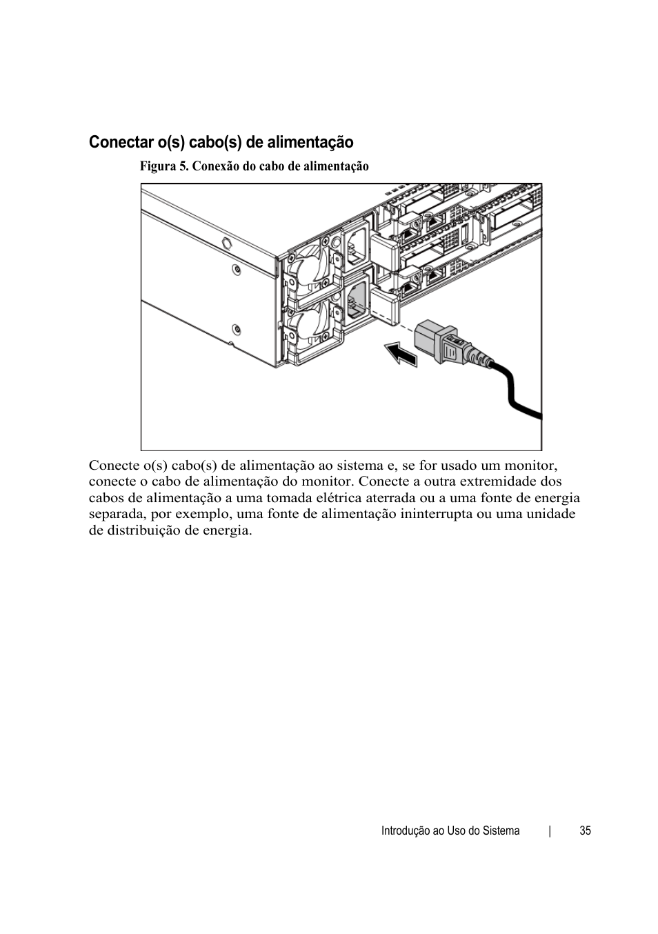 Conectar o(s) cabo(s) de alimentação | Dell PowerEdge C6145 User Manual | Page 37 / 64