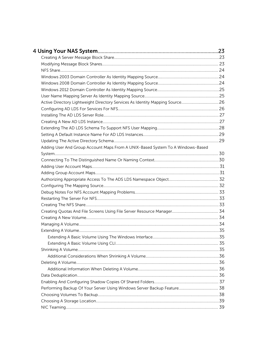4 using your nas system | Dell PowerVault NX3200 User Manual | Page 4 / 40