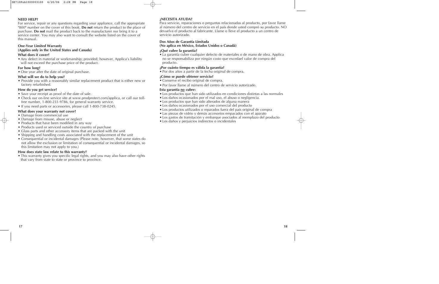 Black & Decker DE710 User Manual | Page 10 / 13