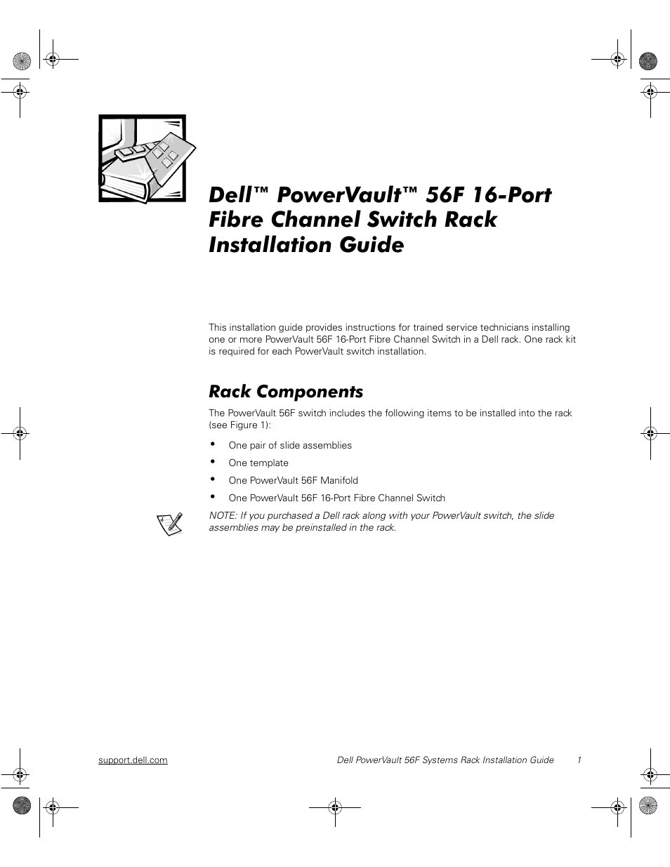 Rack components | Dell PowerVault 51F (8P Fibre Channel Switch) User Manual | Page 15 / 28