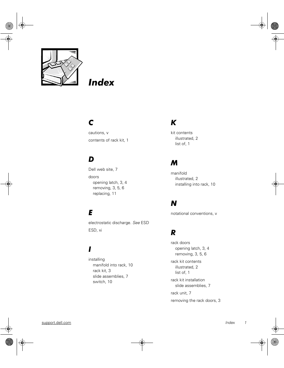 Index | Dell PowerVault 51F (8P Fibre Channel Switch) User Manual | Page 27 / 28