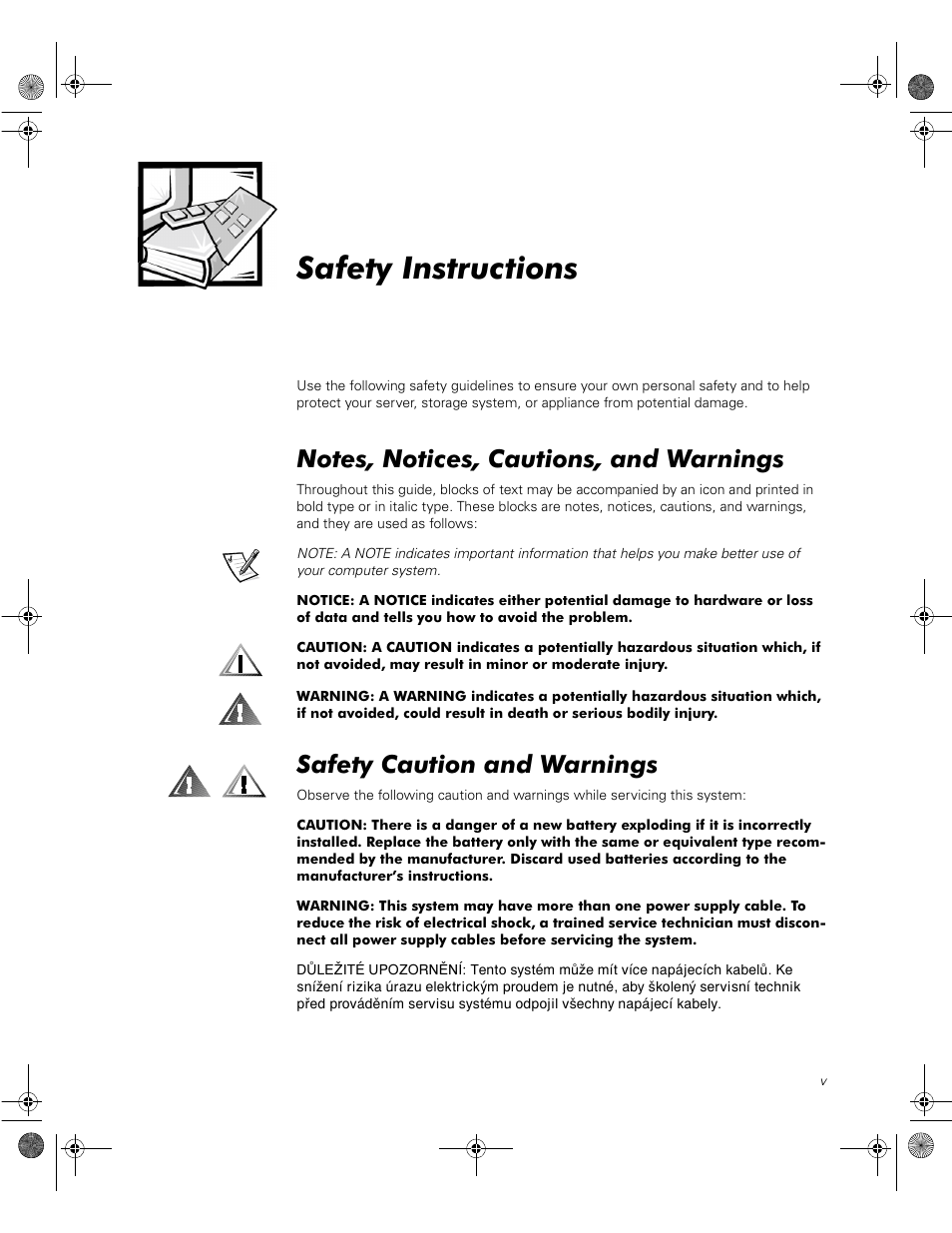 Safety instructions, Notes, notices, cautions, and warnings, Safety caution and warnings | Dell PowerVault 51F (8P Fibre Channel Switch) User Manual | Page 3 / 28