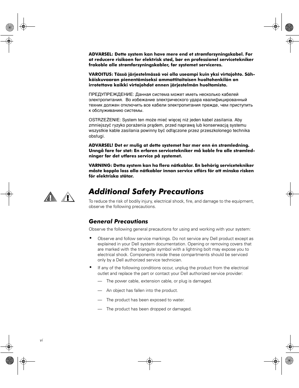 Additional safety precautions, General precautions | Dell PowerVault 51F (8P Fibre Channel Switch) User Manual | Page 4 / 28