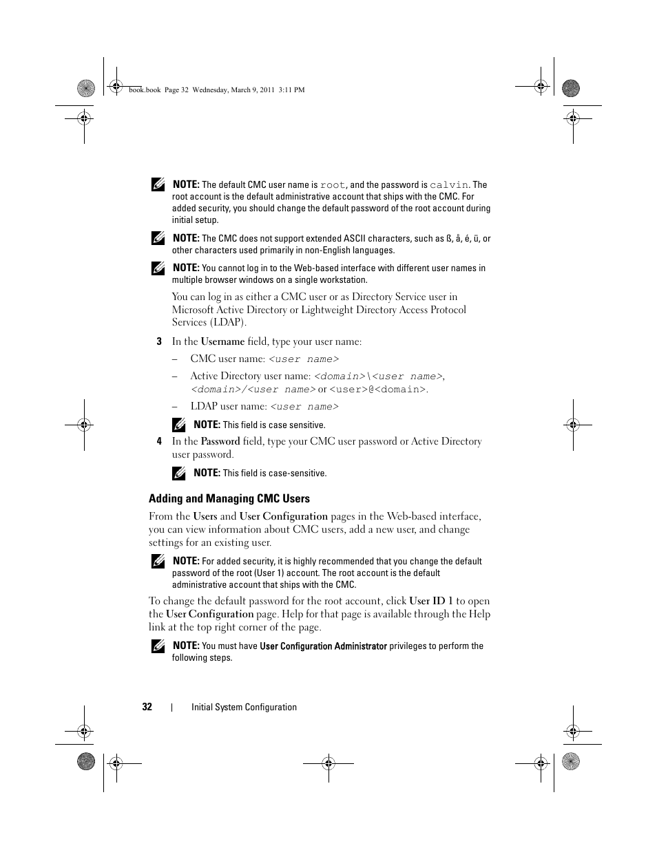 Adding and managing cmc users | Dell POWEREDGE M1000E User Manual | Page 32 / 86