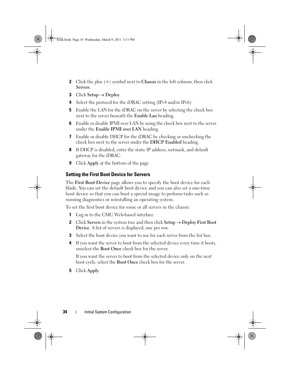 Setting the first boot device for servers | Dell POWEREDGE M1000E User Manual | Page 34 / 86