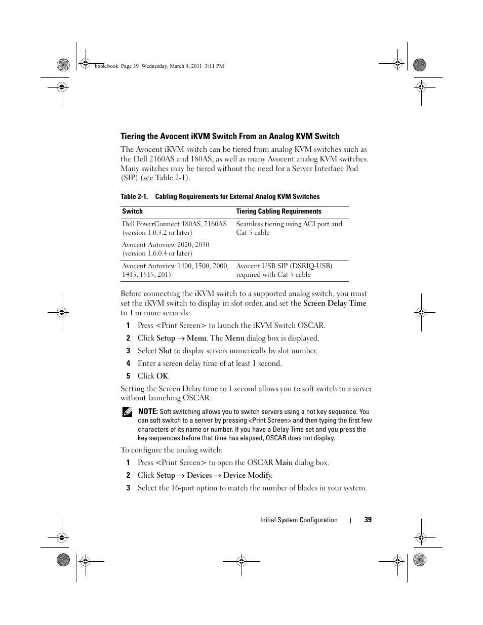 Tiering the avocent ikvm switch from an, Analog kvm switch | Dell POWEREDGE M1000E User Manual | Page 39 / 86