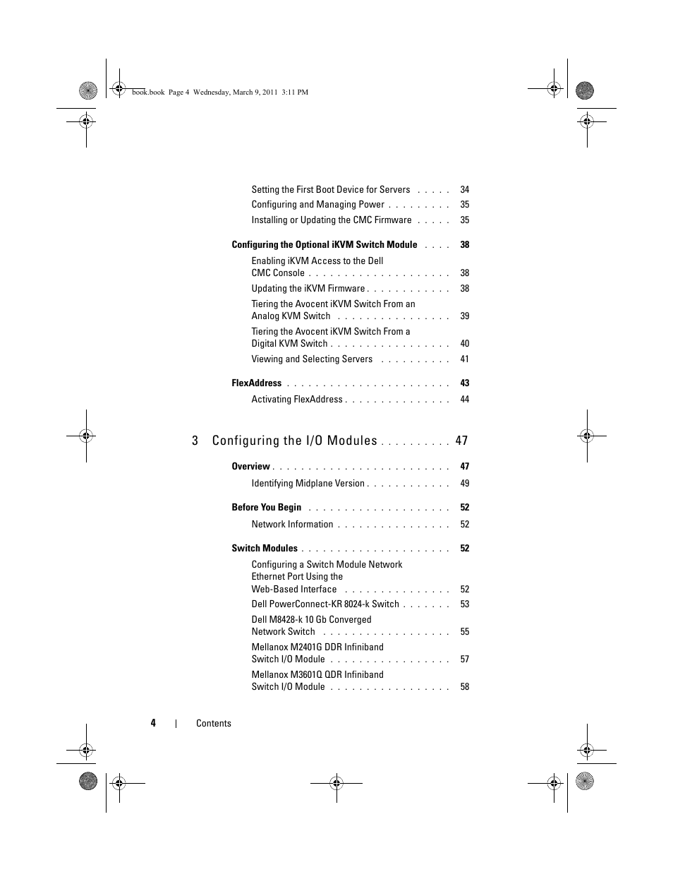 3 configuring the i/o modules | Dell POWEREDGE M1000E User Manual | Page 4 / 86