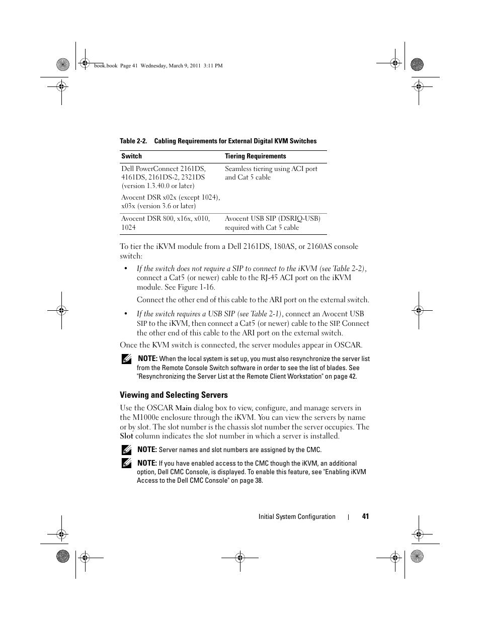 Viewing and selecting servers, Table 2-2) | Dell POWEREDGE M1000E User Manual | Page 41 / 86