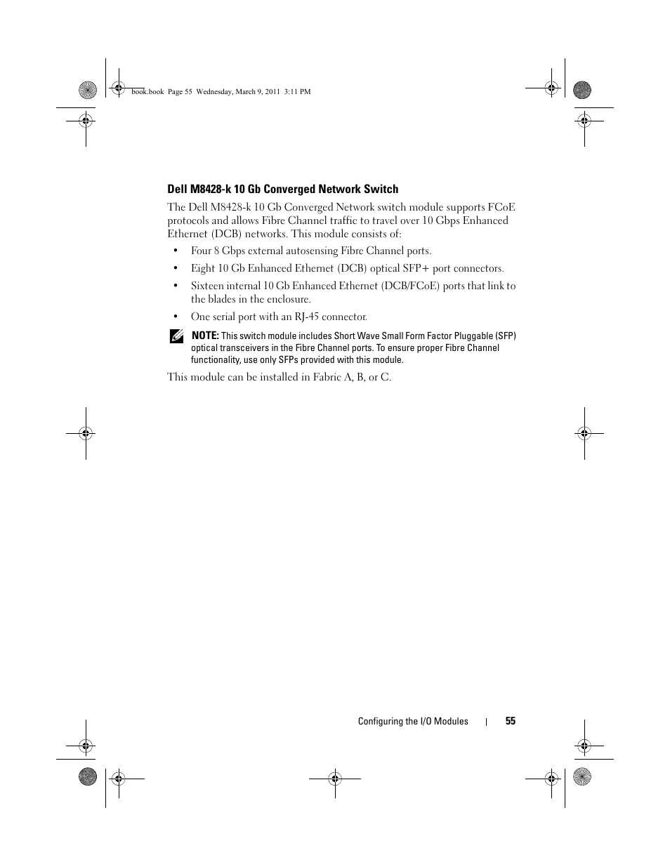 Dell m8428-k 10 gb converged network switch, Dell m8428-k 10 gb converged, Network switch | Dell POWEREDGE M1000E User Manual | Page 55 / 86