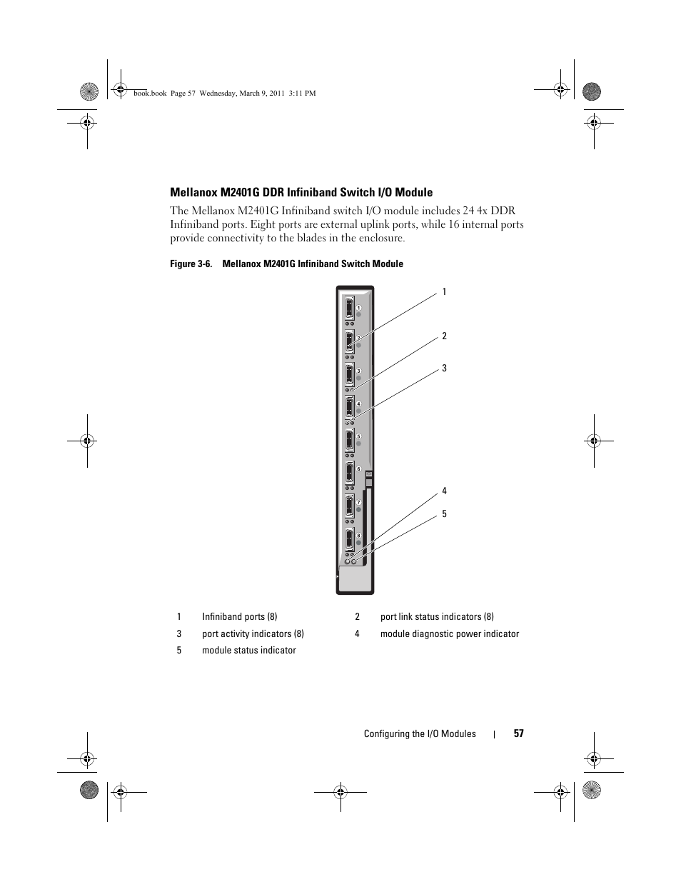 Mellanox m2401g ddr infiniband switch i/o module, Mellanox m2401g ddr infiniband, Switch i/o module | Dell POWEREDGE M1000E User Manual | Page 57 / 86