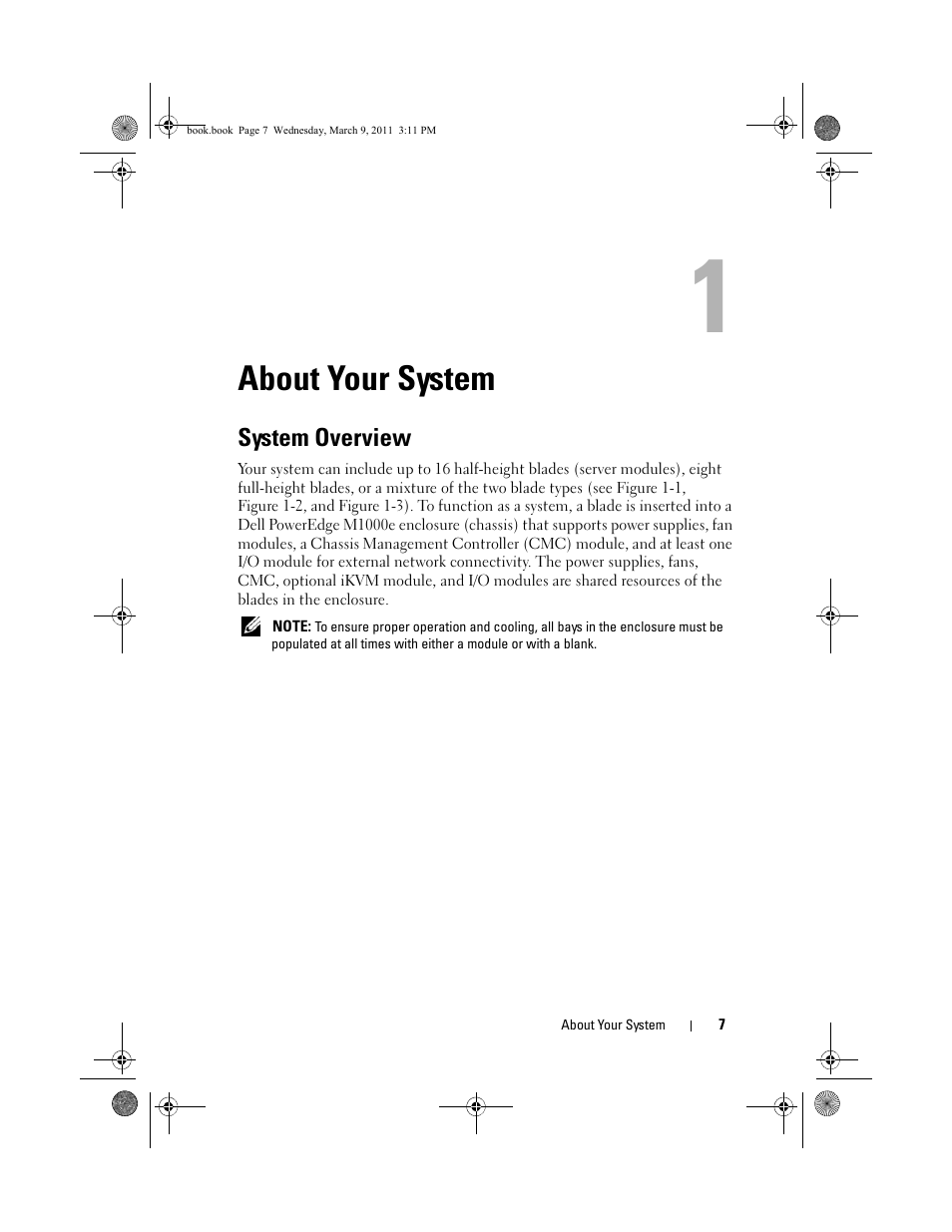 About your system, System overview | Dell POWEREDGE M1000E User Manual | Page 7 / 86