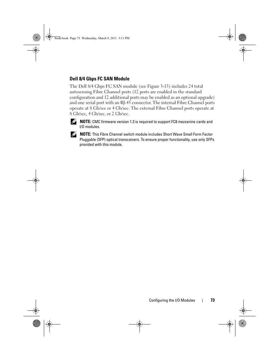 Dell 8/4 gbps fc san module | Dell POWEREDGE M1000E User Manual | Page 73 / 86