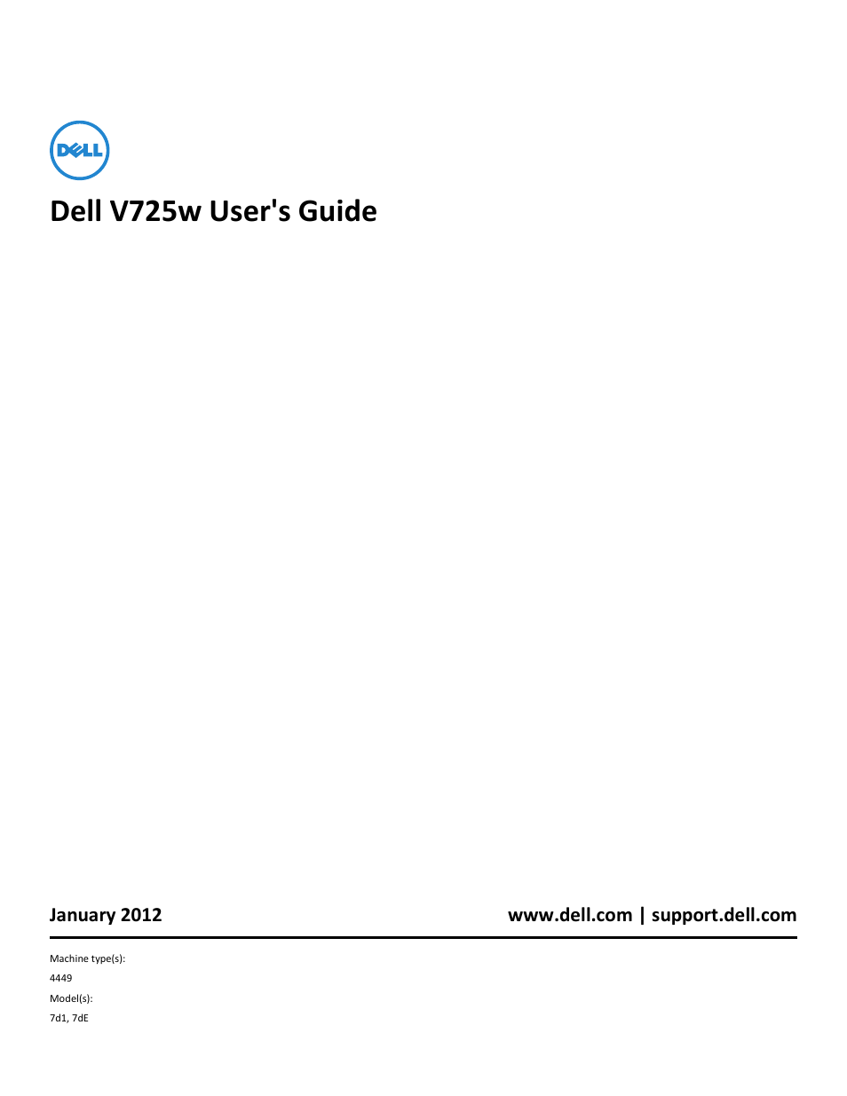 Dell V725w All In One Wireless Inkjet Printer User Manual | 186 pages