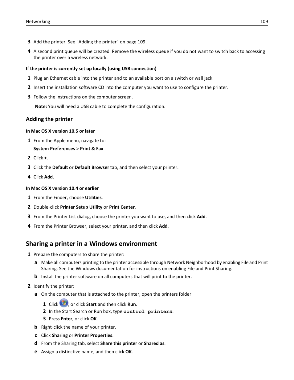 Sharing a printer in a windows environment | Dell V725w All In One Wireless Inkjet Printer User Manual | Page 109 / 186