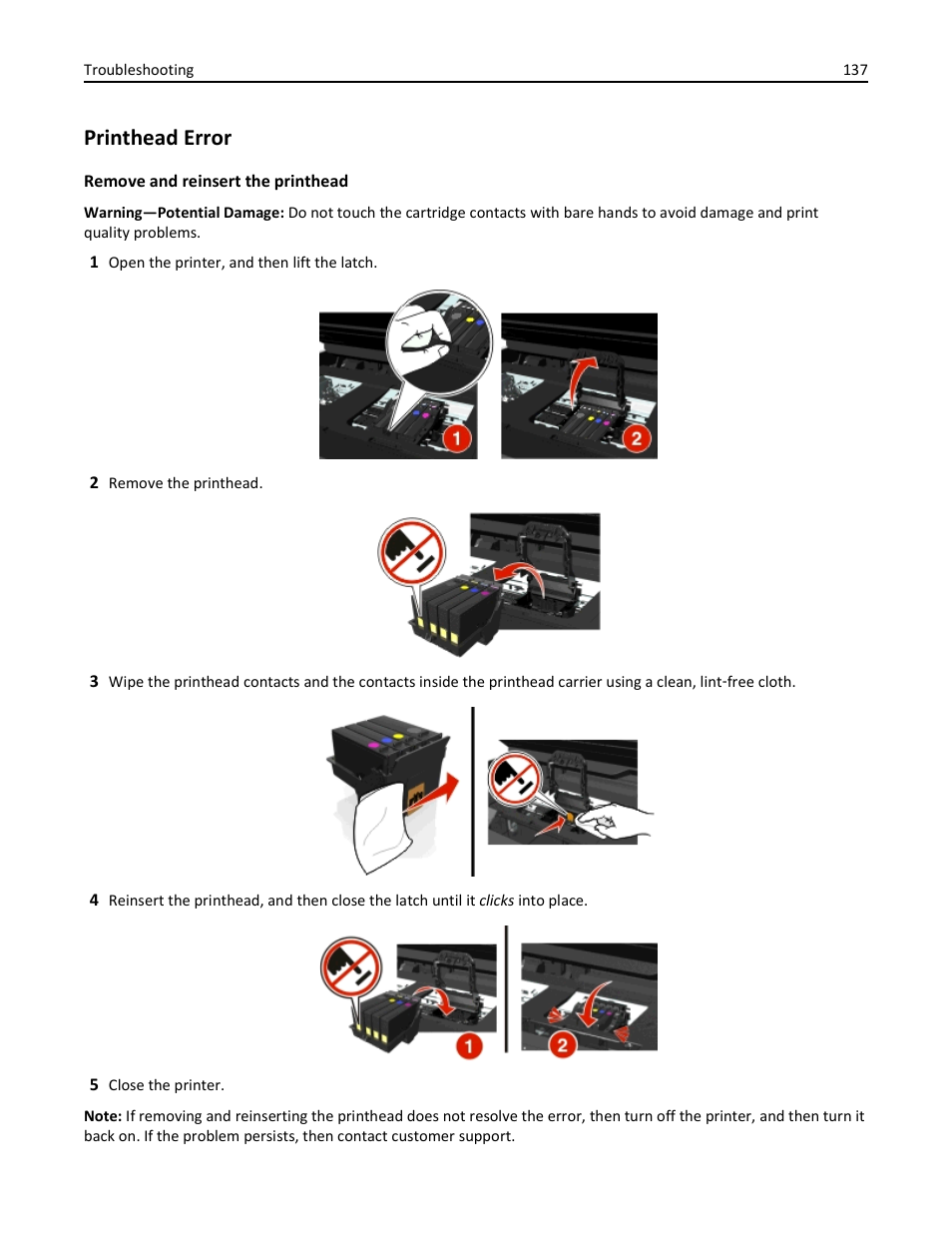 Printhead error | Dell V725w All In One Wireless Inkjet Printer User Manual | Page 137 / 186