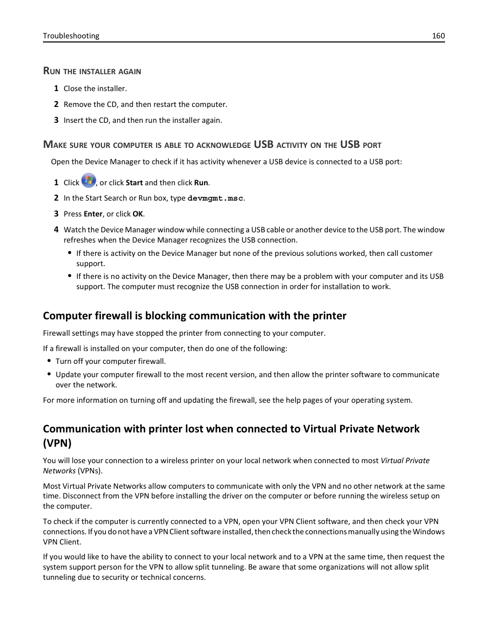 Run the installer again | Dell V725w All In One Wireless Inkjet Printer User Manual | Page 160 / 186