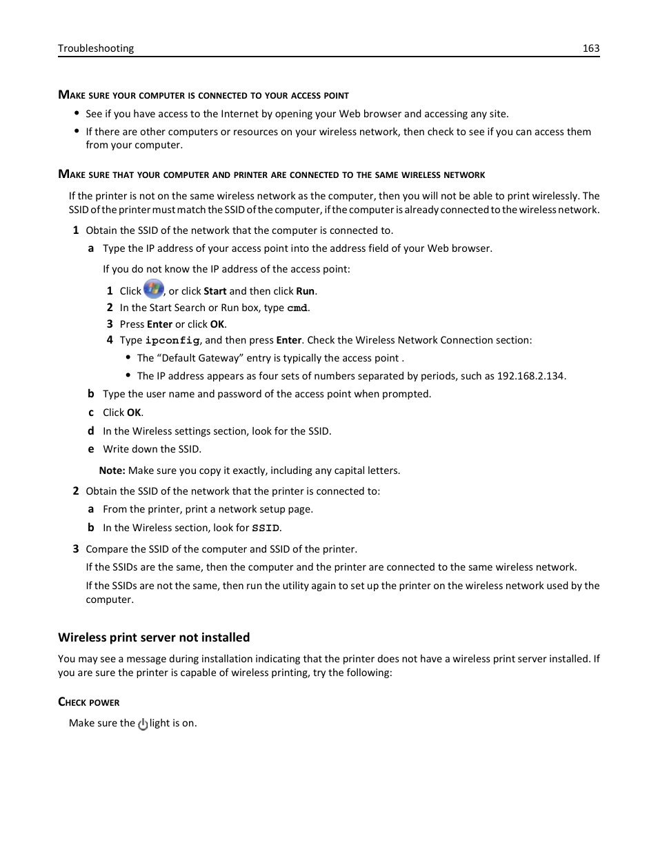 Wireless print server not installed | Dell V725w All In One Wireless Inkjet Printer User Manual | Page 163 / 186