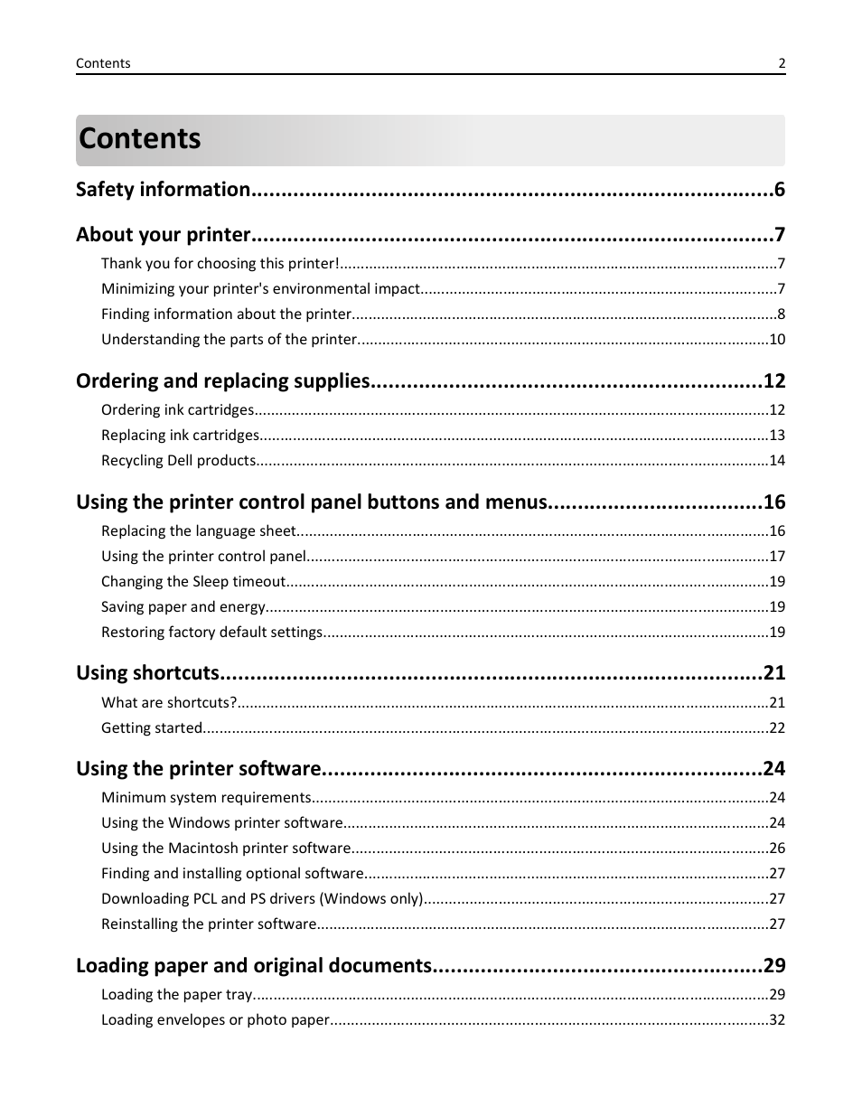 Dell V725w All In One Wireless Inkjet Printer User Manual | Page 2 / 186