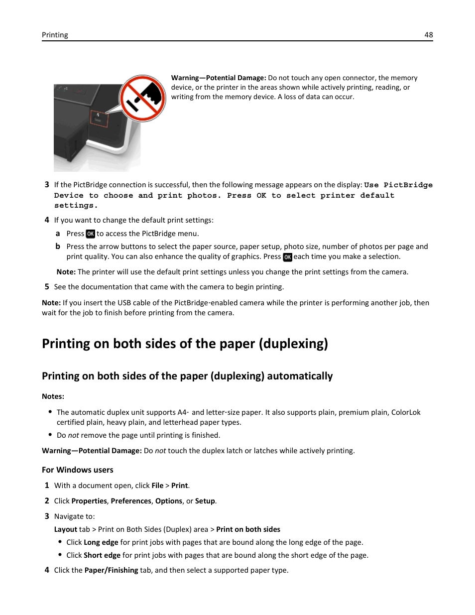 Printing on both sides of the paper (duplexing) | Dell V725w All In One Wireless Inkjet Printer User Manual | Page 48 / 186