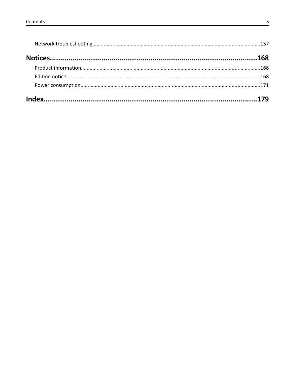 Notices, Index | Dell V725w All In One Wireless Inkjet Printer User Manual | Page 5 / 186