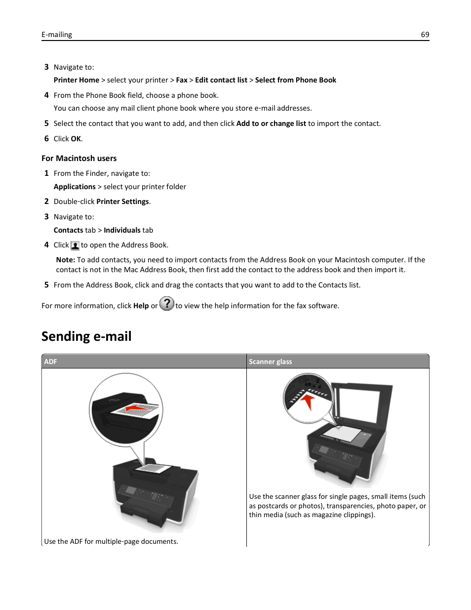 Sending e-mail | Dell V725w All In One Wireless Inkjet Printer User Manual | Page 69 / 186