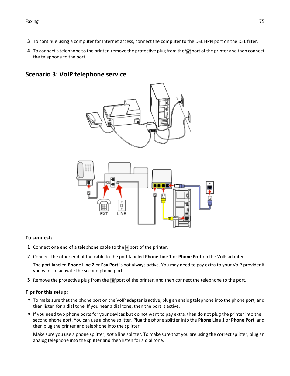 Scenario 3: voip telephone service | Dell V725w All In One Wireless Inkjet Printer User Manual | Page 75 / 186