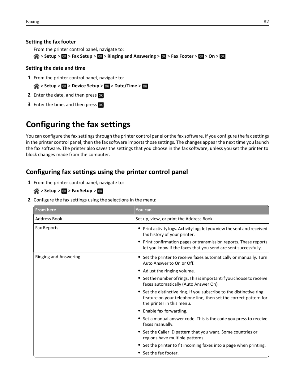 Configuring the fax settings | Dell V725w All In One Wireless Inkjet Printer User Manual | Page 82 / 186