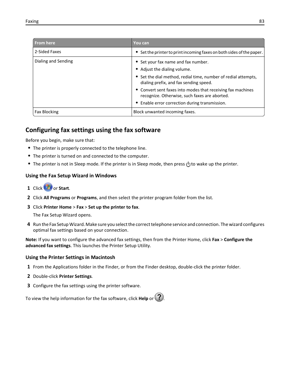 Configuring fax settings using the fax software | Dell V725w All In One Wireless Inkjet Printer User Manual | Page 83 / 186