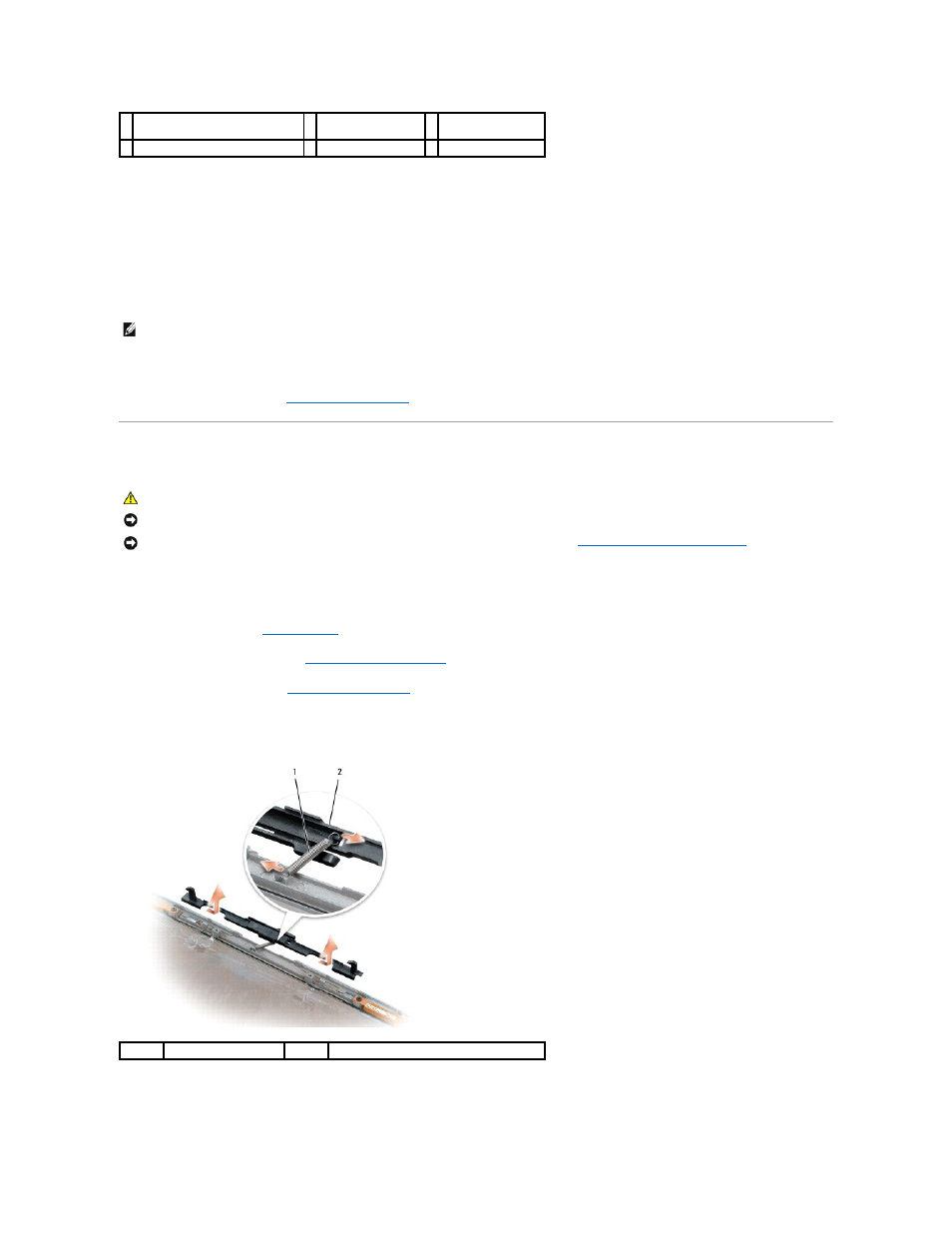 Display latch, Replacing the display panel, Removing the display latch | Replacing the display latch | Dell Latitude 131L User Manual | Page 20 / 42