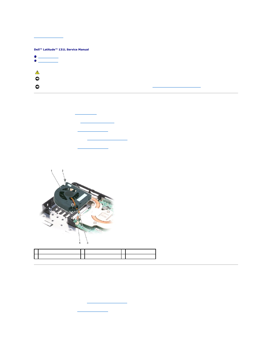 Removing a fan, Replacing a fan | Dell Latitude 131L User Manual | Page 22 / 42