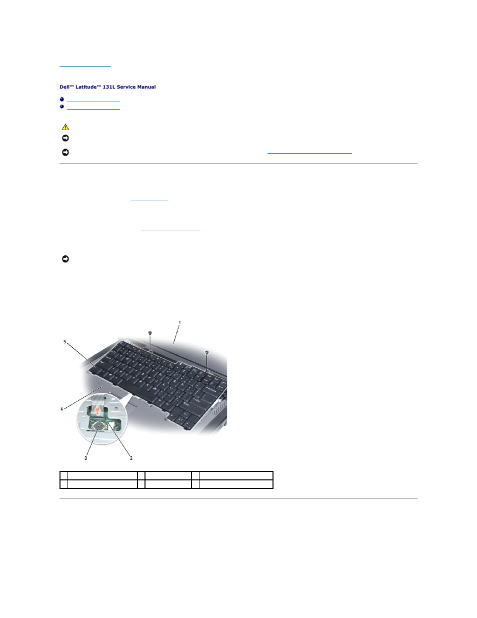 Keyboard, Removing the keyboard, Replacing the keyboard | Dell Latitude 131L User Manual | Page 27 / 42