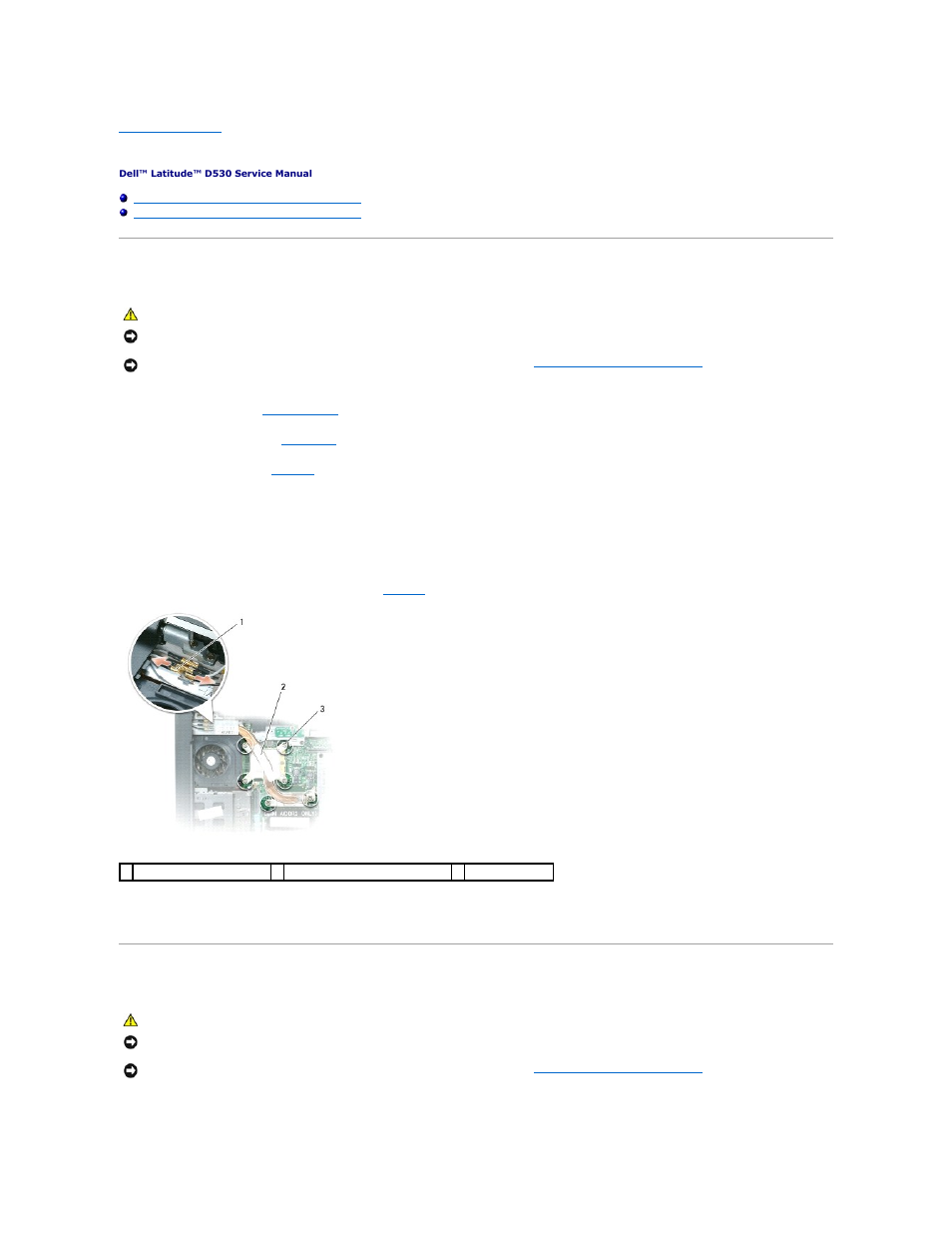 Processor thermal-cooling assembly, Removing the processor thermal-cooling assembly, Replacing the processor thermal-cooling assembly | Dell Latitude D530 (Early 2008) User Manual | Page 10 / 48