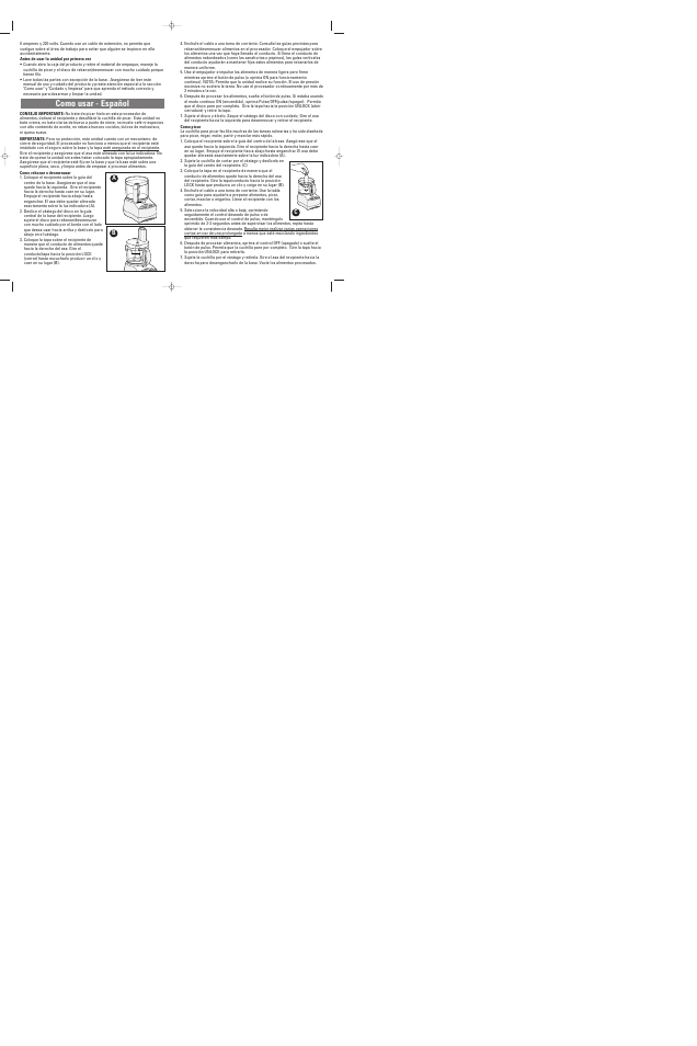 Como usar - español | Black & Decker FP1500 User Manual | Page 8 / 19