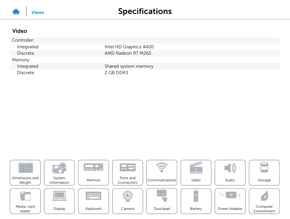 Video, Specifications | Dell Inspiron 14 (5447, Early 2014) User Manual | Page 12 / 22