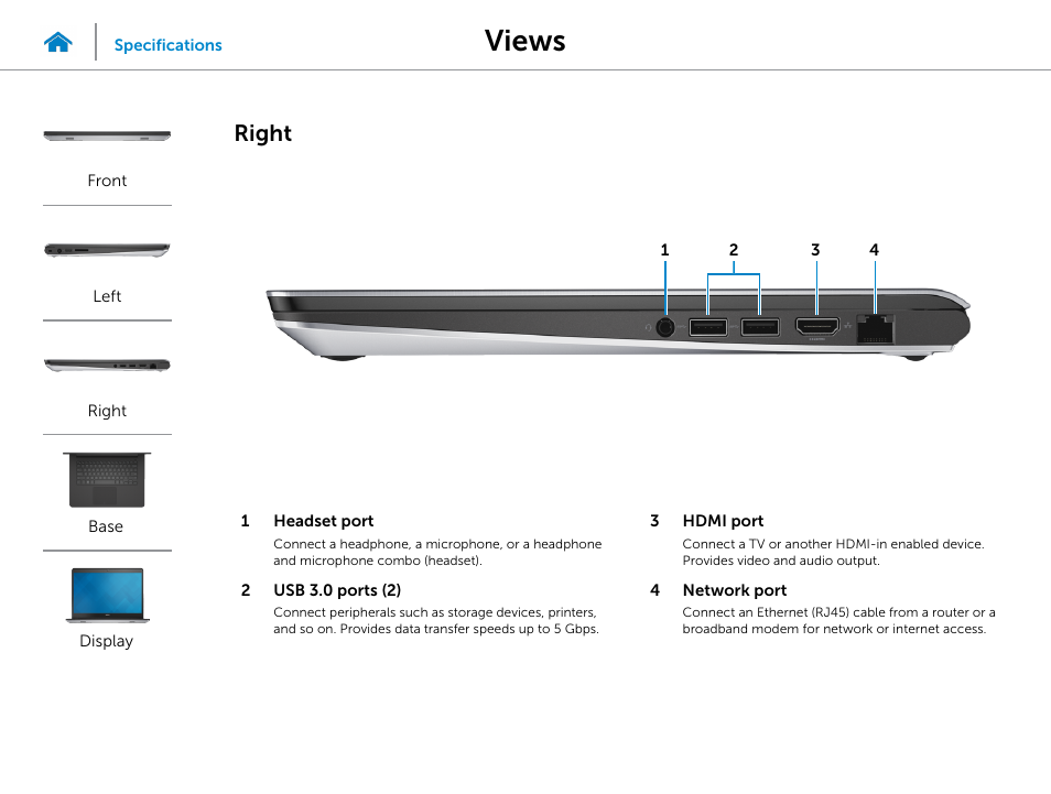 Right, Views | Dell Inspiron 14 (5447, Early 2014) User Manual | Page 4 / 22