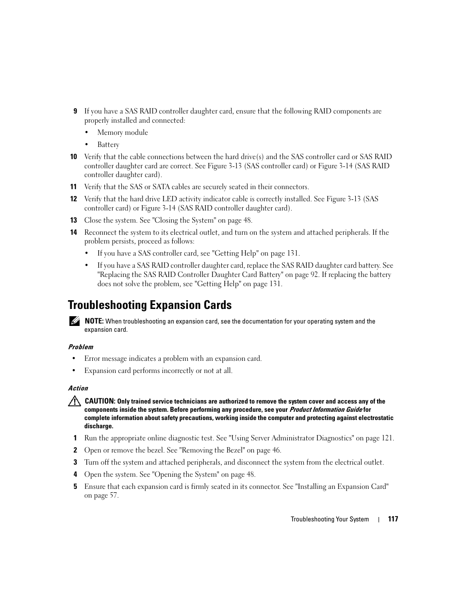 Troubleshooting expansion cards | Dell PowerEdge 1900 User Manual | Page 117 / 166
