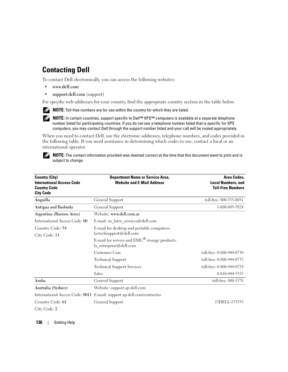 Contacting dell | Dell PowerEdge 1900 User Manual | Page 136 / 166