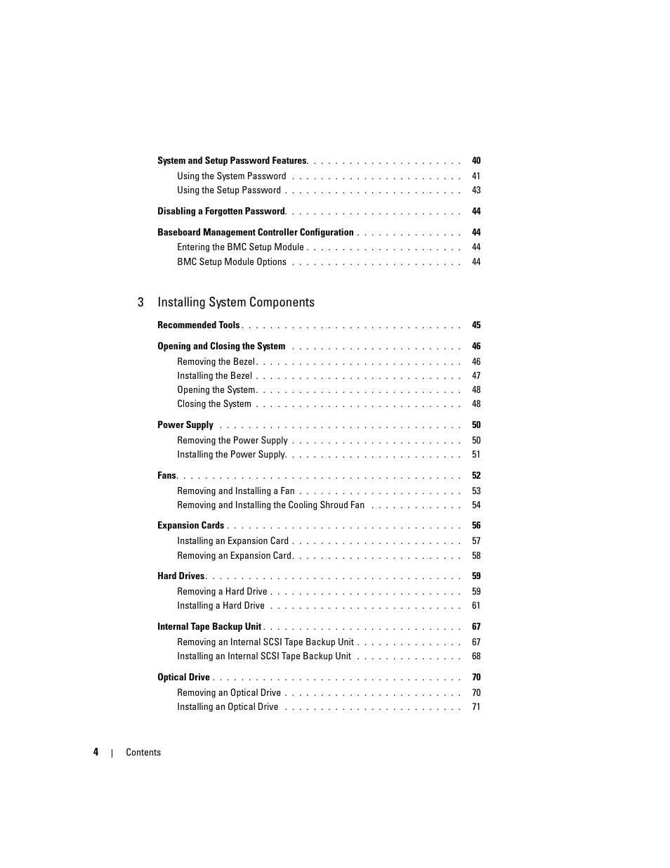 3installing system components | Dell PowerEdge 1900 User Manual | Page 4 / 166
