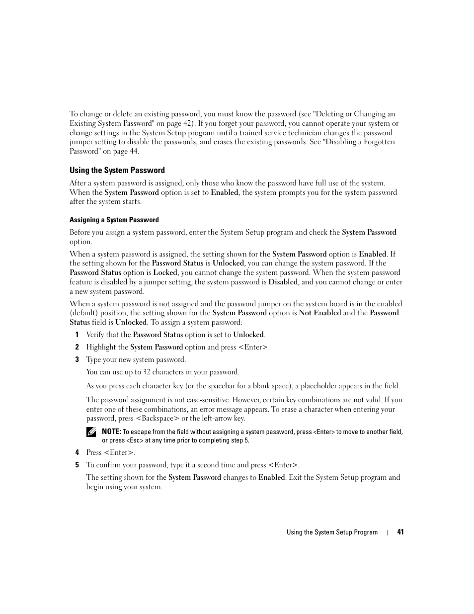 Using the system password | Dell PowerEdge 1900 User Manual | Page 41 / 166